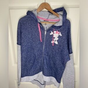 Disney Parks Minnie Mouse Women’s Zip Hoodie Jacket – Blue, Size M